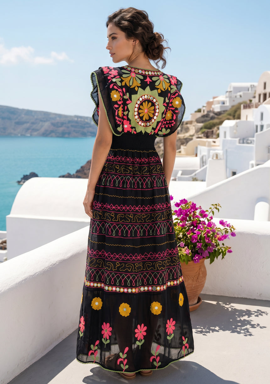ibBan Hand Embroidered Long Dress | Luxury Bohemian Long Dress - Orla