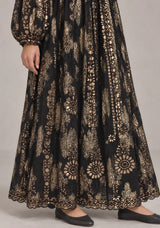 ibBan Floral Lurex Cotton Long Dress - Mavi