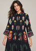 ibBan Embroidered Cotton Tiered Shirt Collor Tunic  - Ambir
