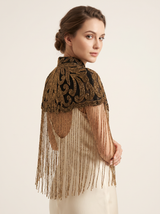ibBan Beaded Net Neck Cape with Fringe - Linda