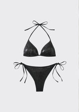 Women's Brown Printed Bikini Set Adjustable Strap - Nova