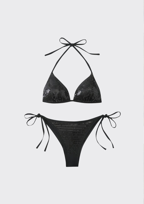 Conjunto de bikini estampado marrón para mujer, tirantes ajustables - Nova