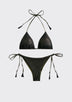 ibBan Women's Boho Printed Triangle Bikini Set | Adjustable Strap | Light Brown, Black & Green | Free Size | Zera