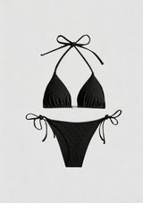 Women's Lime Printed Bikini Set Adjustable Strap - Ivory