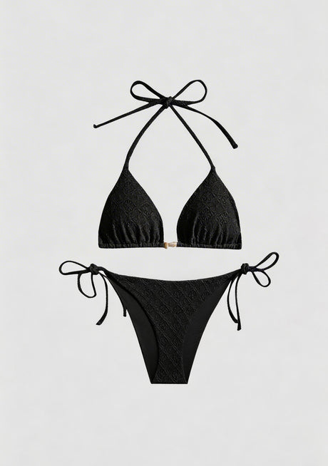 Bikini estampado de lima para mujer con tirantes ajustables - Marfil