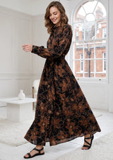 ibBan Cotton Silk Printed Long Dress -Azliya
