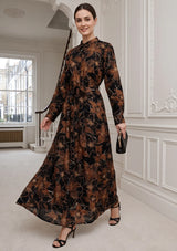 ibBan Cotton Silk Printed Long Dress -Azliya