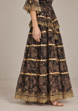 ibBan Cotton Georgette  Floral Tiered Long Dress - Huma