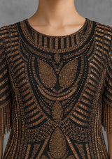 ibBan Party Short Dress with Beadwork & Fringe Sleeves - Esmi