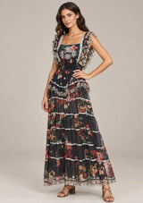 ibBan Floral Cotton Georgette Long Dress - Kausar