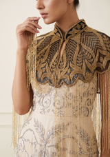 ibBan Beaded Net Neck Cape with Fringe - Sela