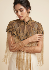 ibBan Beaded Net Neck Cape with Fringe - Sela