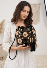 ibBan Floral Embellished Canvas Bucket Bag - Johri