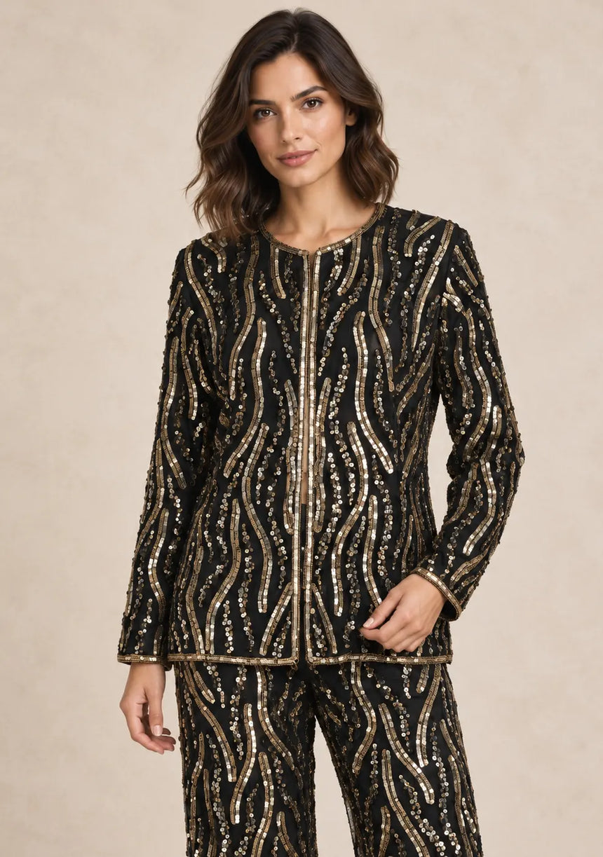 ibBan Women’s Georgette & Net Jacket with Hand Embroidered - Tasmia