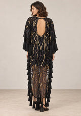 Women’s Kaftan Dress with Hand Beadwork & Tassel Fringe -Emlia