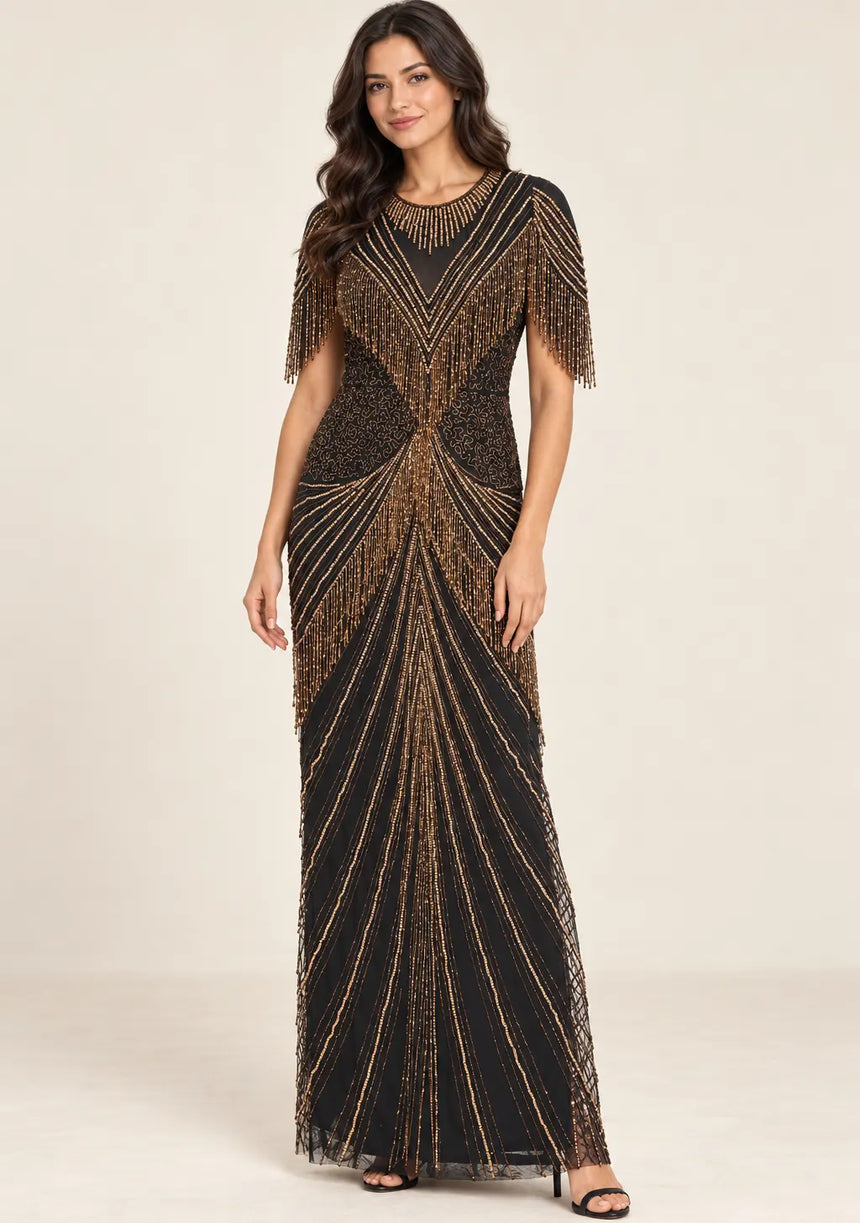 ibBan Women’s Party Long Dress with Hand Beadwork - Kiran