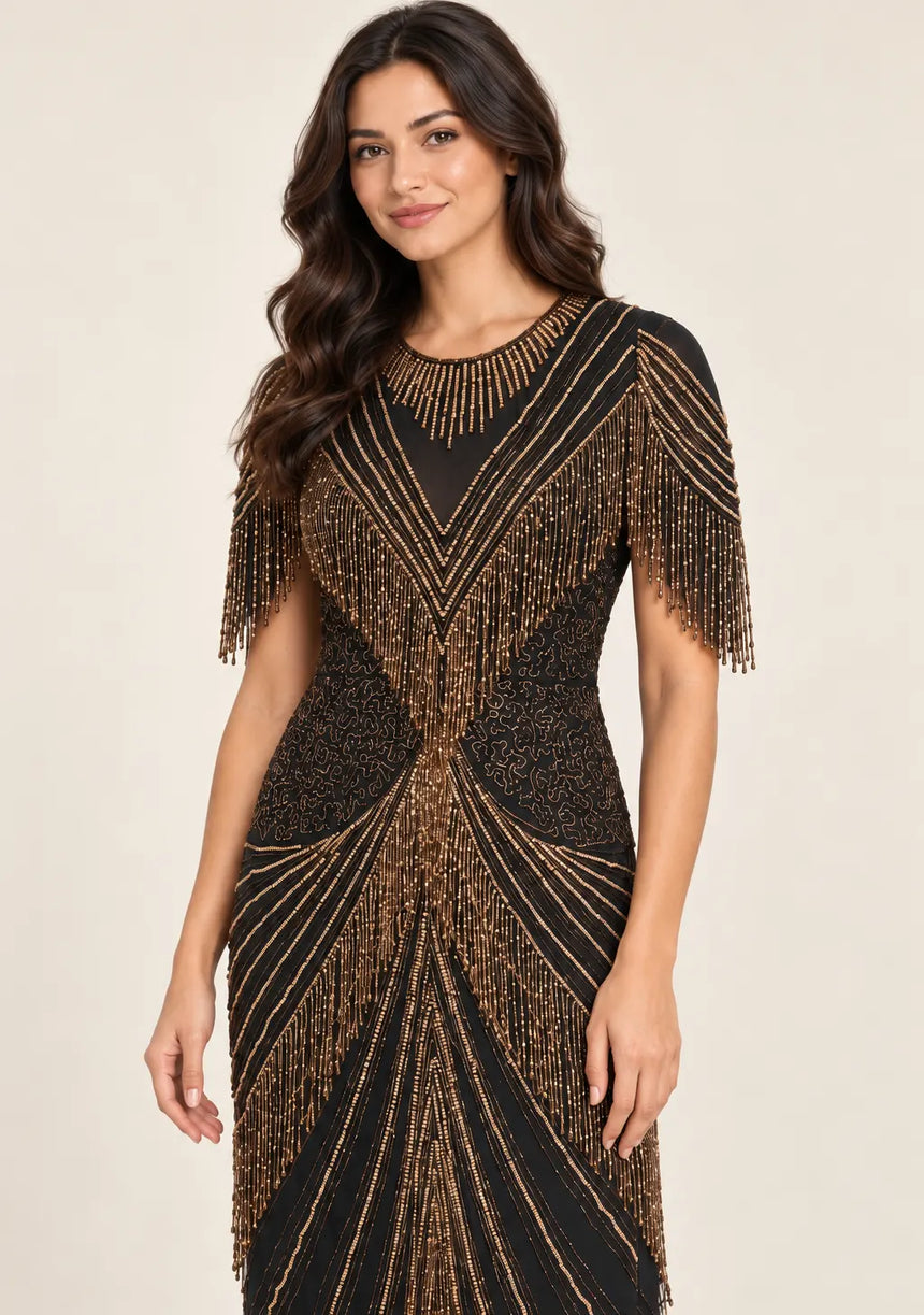 ibBan Women’s Party Long Dress with Hand Beadwork - Kiran