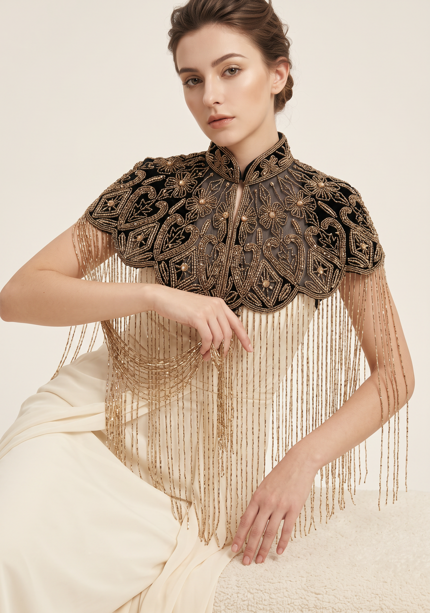 ibBan  Hand  Luxury Embroidered Evening Cape - Sika