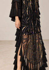 Women’s Kaftan Dress with Hand Beadwork & Tassel Fringe -Emlia