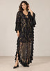 Women’s Kaftan Dress with Hand Beadwork & Tassel Fringe -Emlia