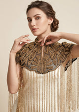 ibBan Beaded Net Neck Cape with Fringe - Dura