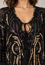 Women’s Kaftan Dress with Hand Beadwork & Tassel Fringe -Emlia