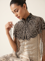ibBan Embellished Beaded Net Neck Cape - Jauri