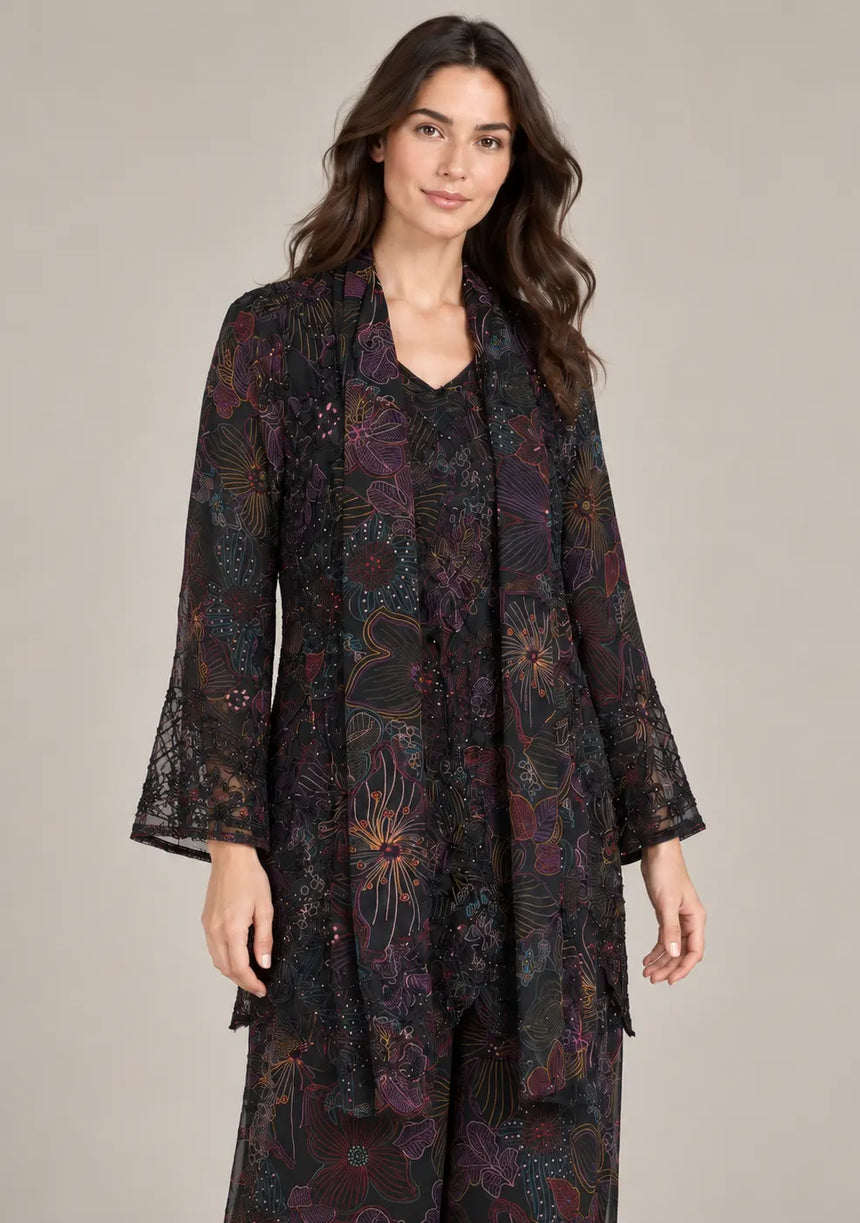 ibBan Women’s Georgette Jacket-Style Kurta Set with  Embroidery -Senta