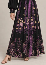 ibBan Cotton Long Dress with Contrast Waist Belt -Minja