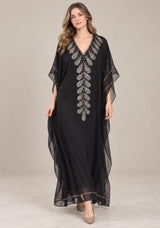 ibBan Women’s Hand Embroidered Georgette Kaftan Dress -Tanzeen