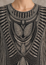 ibBan Women’s Long Dress with Hand Beadwork & Fringe Sleeves -  Esmi