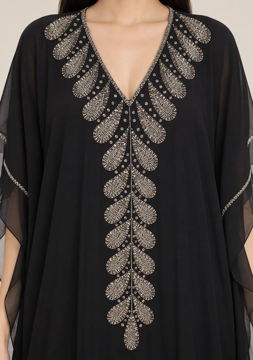 ibBan Women’s Hand Embroidered Georgette Kaftan Dress -Tanzeen