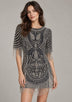 ibBan Party Short Dress with Beadwork & Fringe Sleeves - Esmi