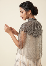 ibBan Beaded Net Neck Cape with Fringe - Sela