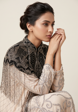 ibBan Beaded Net Neck Cape with Fringe - Sela