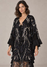 Women’s Kaftan Dress with Hand Beadwork & Tassel Fringe -Emlia