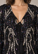 Women’s Kaftan Dress with Hand Beadwork & Tassel Fringe -Emlia