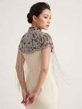 ibBan Beaded Net Neck Cape with Fringe - Linda