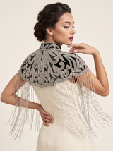 ibBan Beaded Net Neck Cape with Fringe - Linda