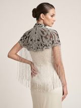 ibBan Beaded Net Neck Cape with Fringe - Linda