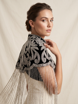 ibBan Beaded Net Neck Cape with Fringe - Linda