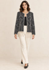 ibabn Women’s Hand Beaded Fringe Jacket - Amaya