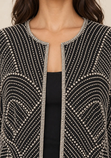 ibabn Women’s Hand Beaded Fringe Jacket - Amaya