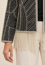 ibabn Women’s Hand Beaded Fringe Jacket - Amaya