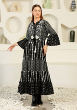 ibBan cotton schiffli fabric Long Tunic Dress for Women -Safiya