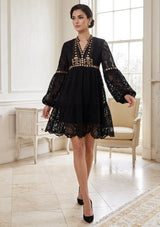 ibBan White Hand Embroidered Lace Short Dress | Luxury Women's Dress - Isobel