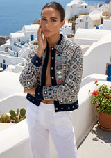 Women's Artisan Heavy Hand Embroidery Canvas Jacket - Corina