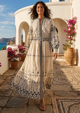 ibBan Cotton Long Dress with Hand Embroidery | Women's - Meerab Long Dress