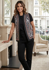 ibBan Luxury Hand Embroidered Winter Gilet | Women's Designer Layering Vest - Orla