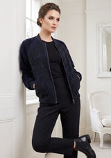 ibBan Women's Winter Leather Sleeve Jacket | Hand Embroidered Designer Bomber -Paisley jacket
